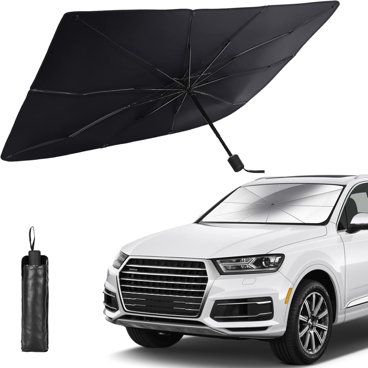 Foldable Car Windshield Umbrellas, Sun Shade Umbrella for Front Windows, Suitable for Windshields of Various Car Models (Large)